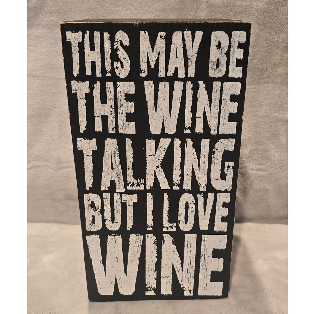 Rustic Wood 6 Bottle Wine Rack Black Distressed I Love Wine Humorous Decor Sign